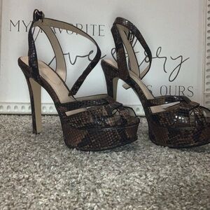 ALDO Brown Snake-Print Platform Heels